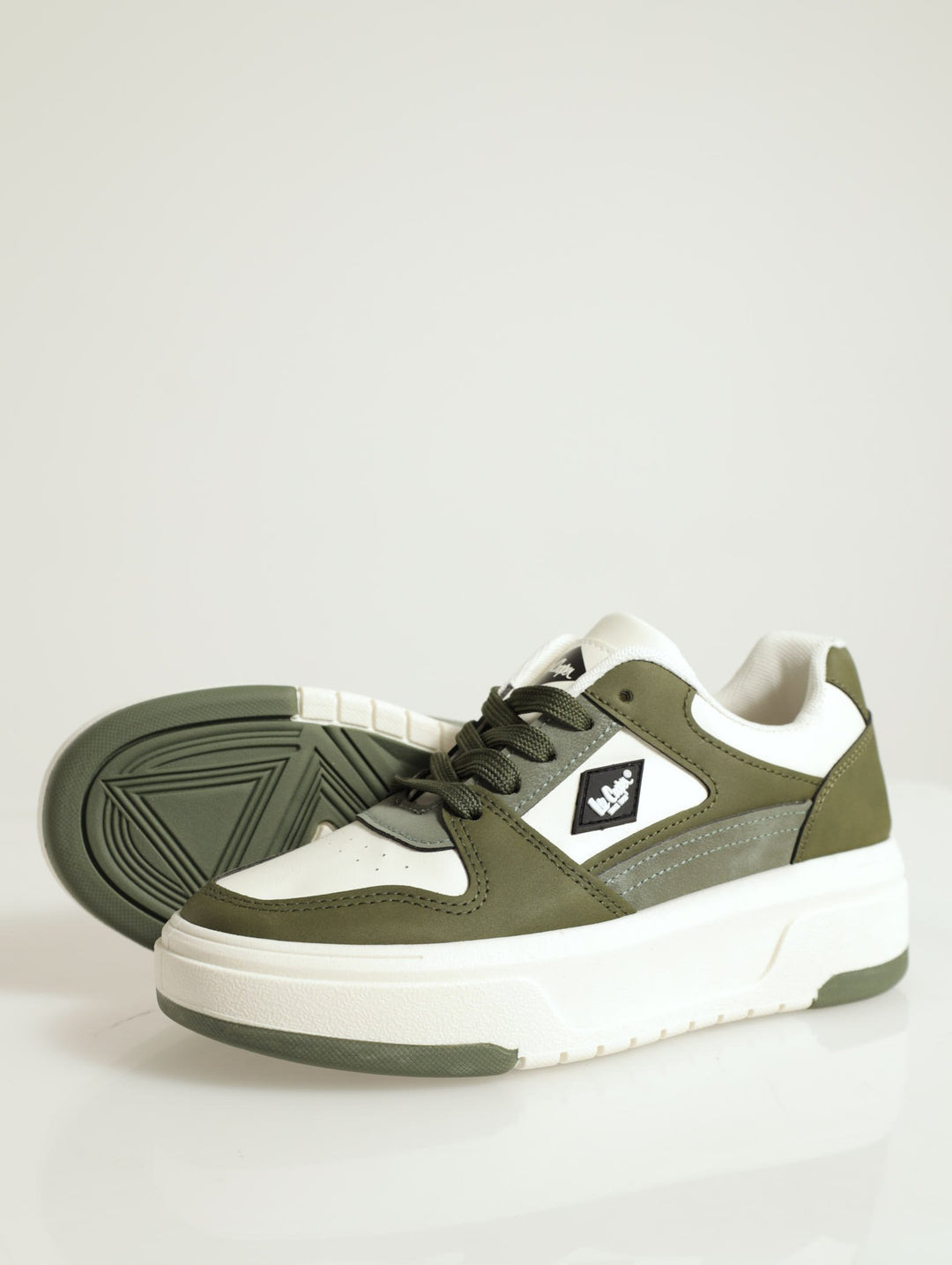 Merle Side Logo Platform Sneaker - Olive