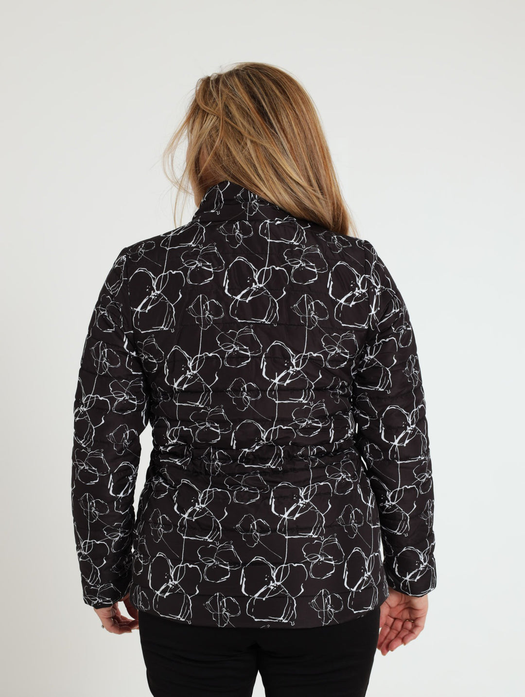 Printed Puffer Jacket - Black