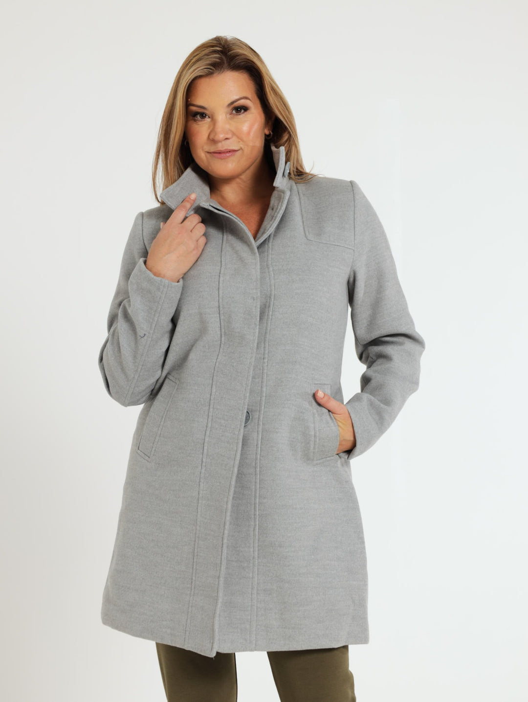 Aysemetrical Coat - Light Grey
