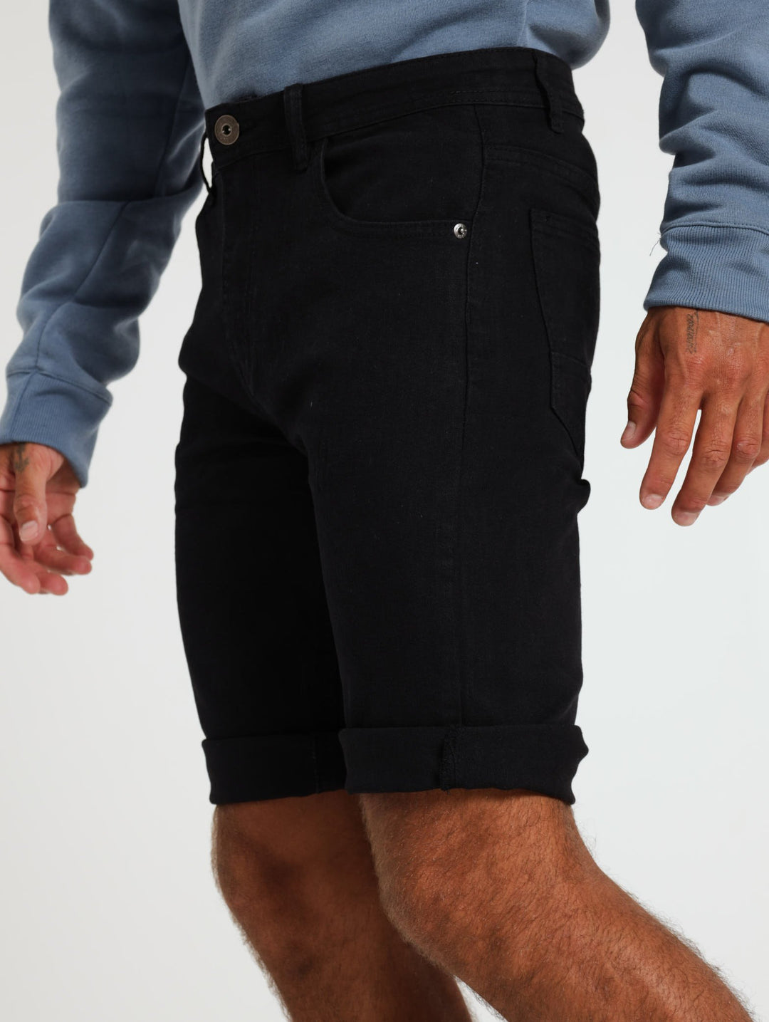 Turnup Denim Short - Black
