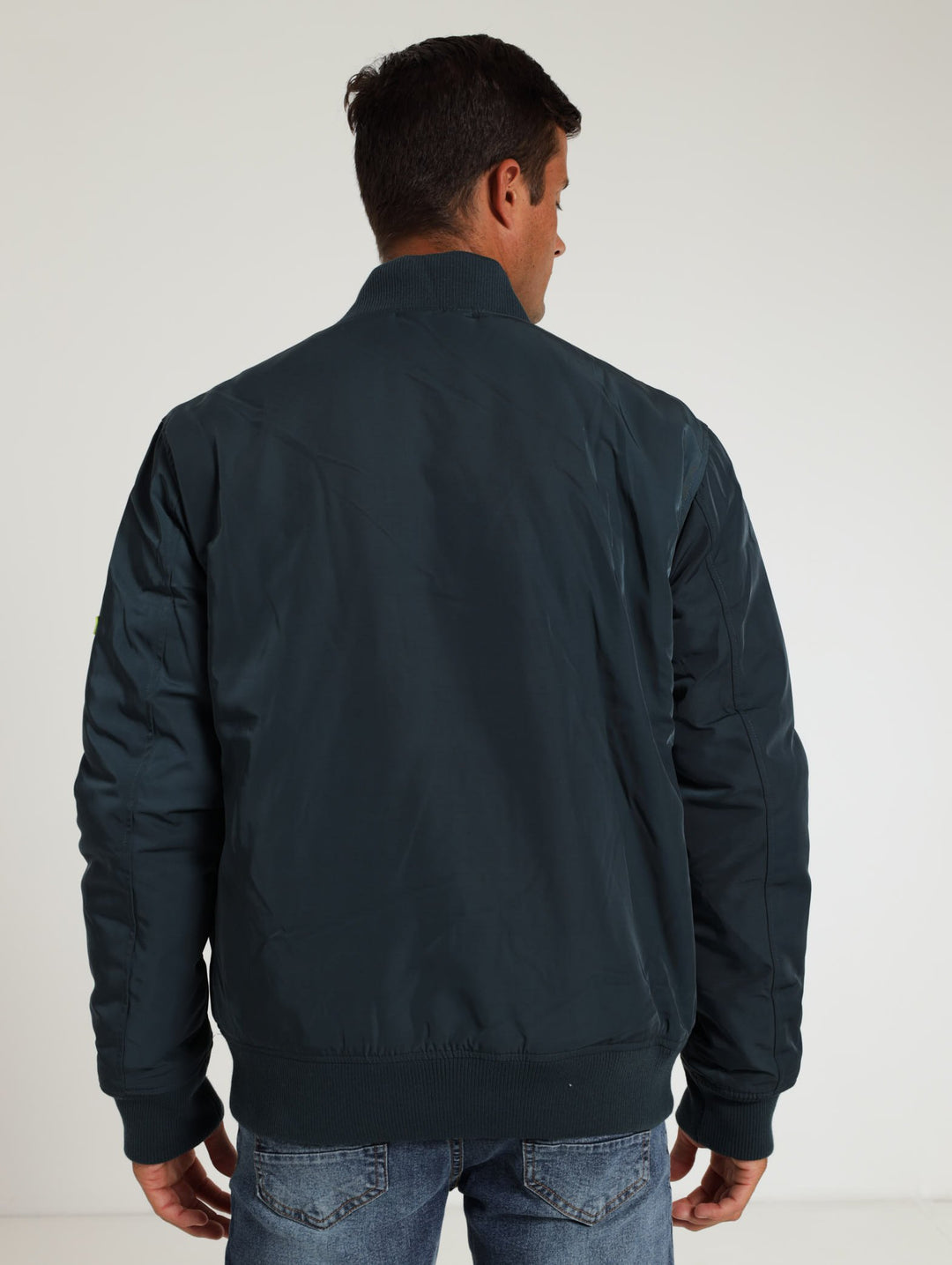 Nylon Fashion Bomber Jacket - Navy