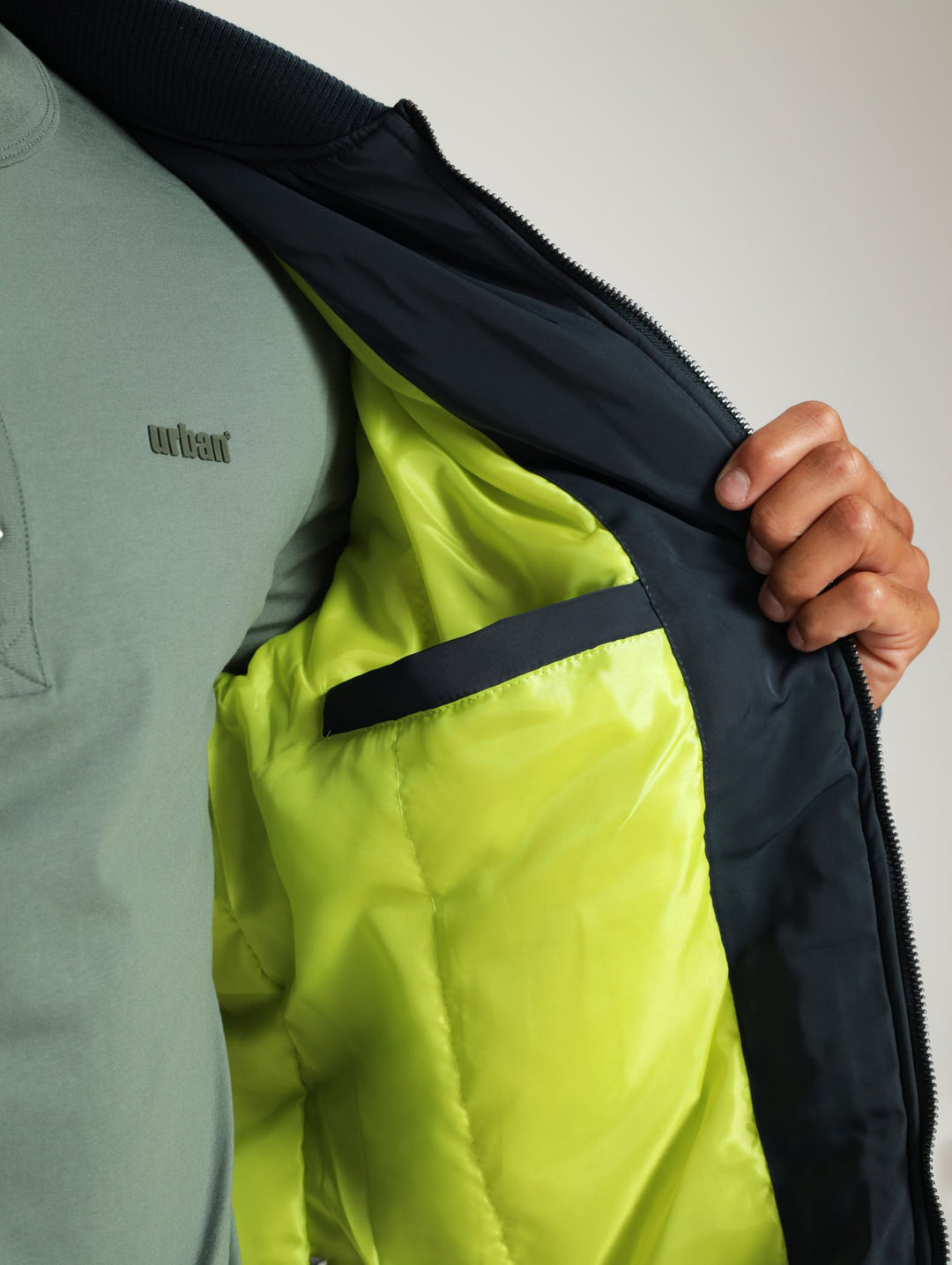 Nylon Fashion Bomber Jacket - Navy