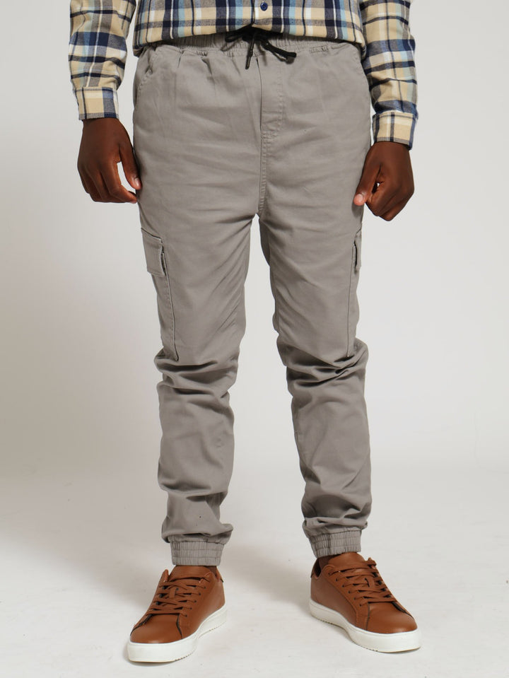 Boys Flat Cargo Pants Grey Edgars