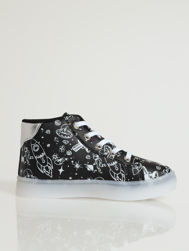 Pre-Boys Galaxy Light-Up Sneaker - Black