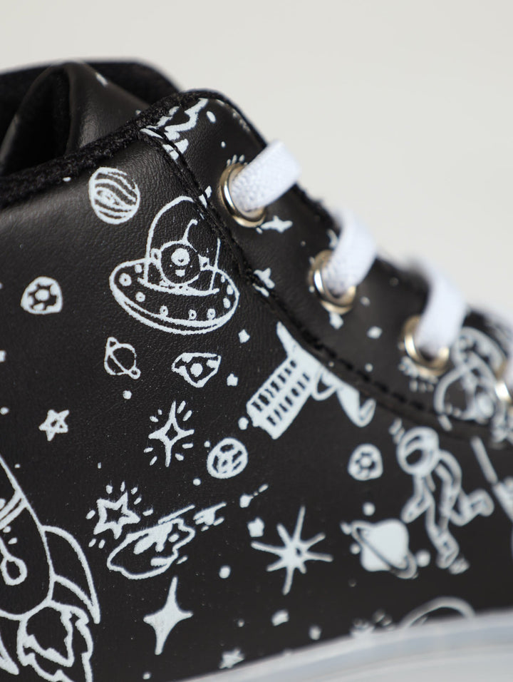 Pre-Boys Galaxy Light-Up Sneaker - Black