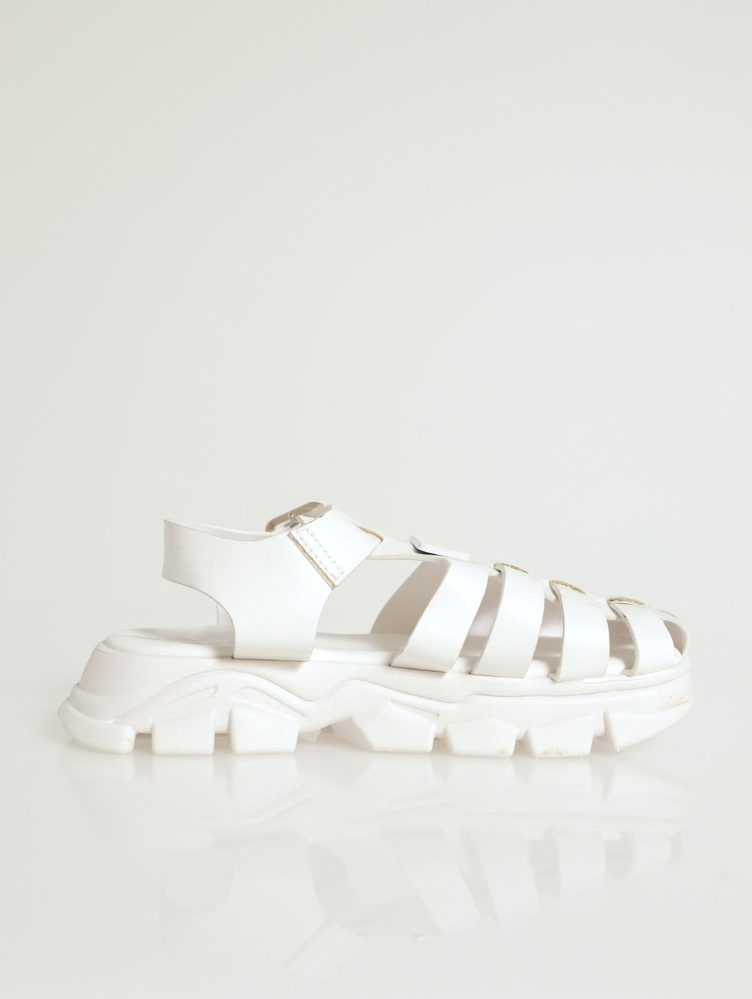 Girls Caged Fisherman Sandal - White
