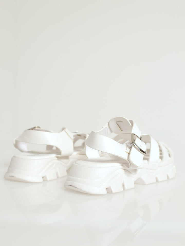 Girls Caged Fisherman Sandal - White