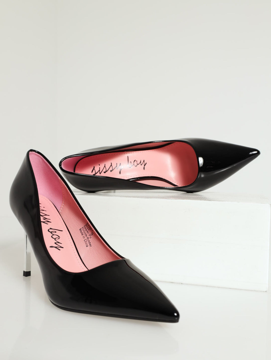 Patent Pointed Court Stiletto Heel - Black