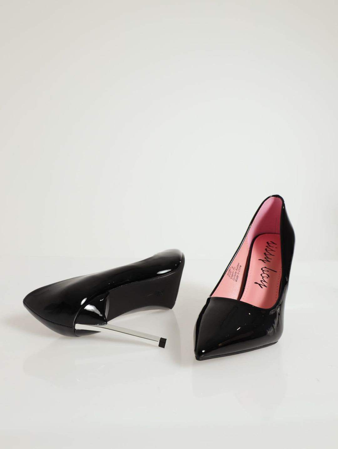Patent Pointed Court Stiletto Heel - Black
