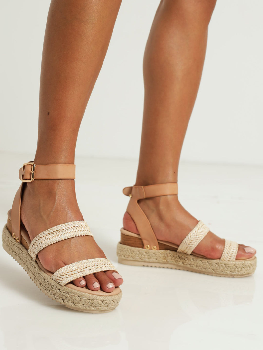 Steffi Espadrille Wedge With Ankle Strap - Nude
