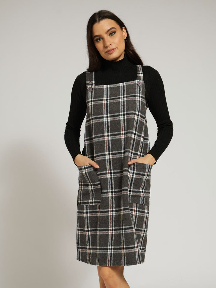 Bib & Brace Pinafore Dress - Black