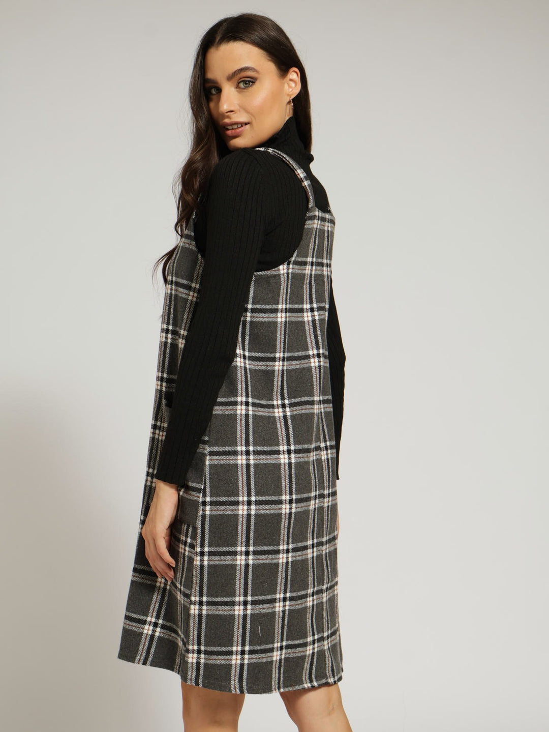 Bib & Brace Pinafore Dress - Black