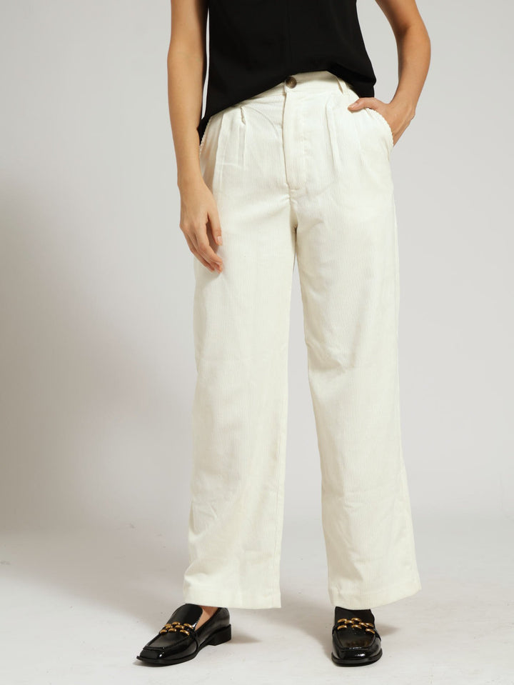 Tapered Leg Corduroy Trouser - Cream