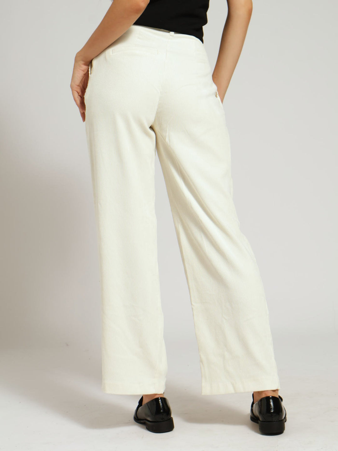 Tapered Leg Corduroy Trouser - Cream