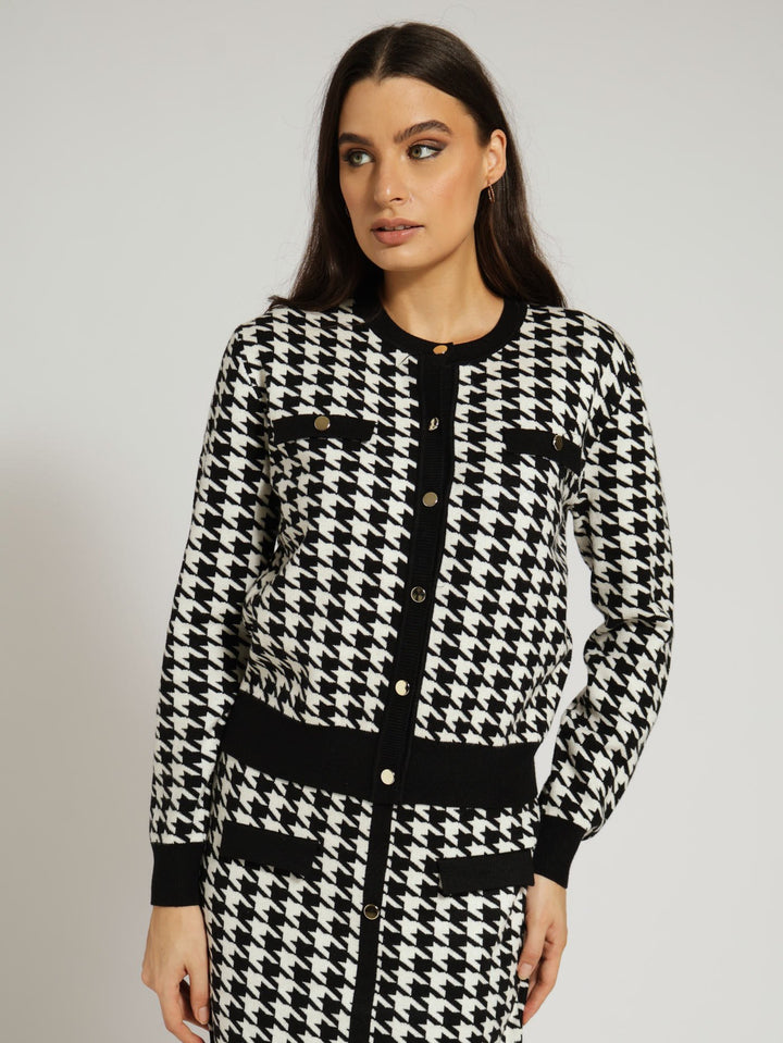 Houndstooth Cardigan - Black/White