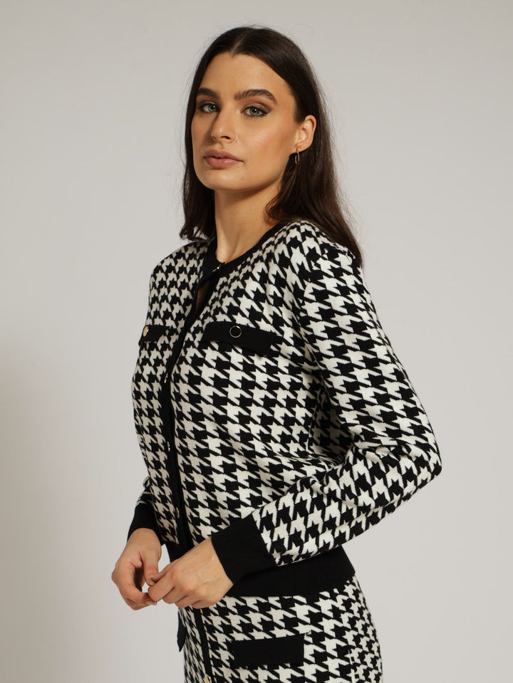 Houndstooth Cardigan - Black/White