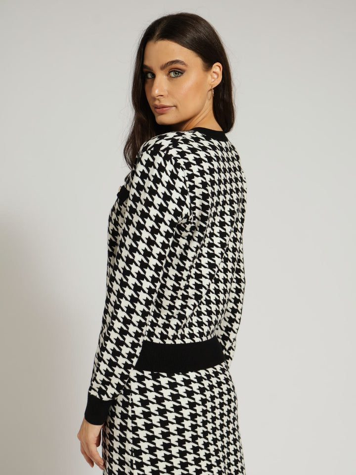 Houndstooth Cardigan - Black/White