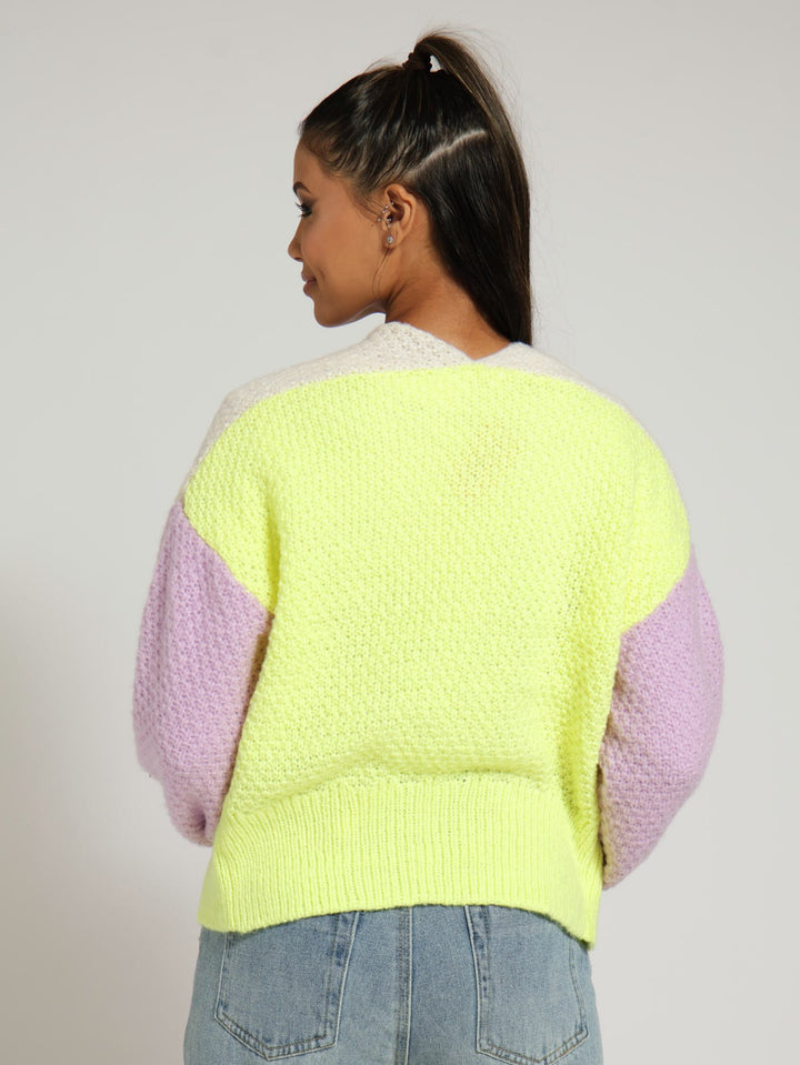 Chunky Blocked Open Cardigan