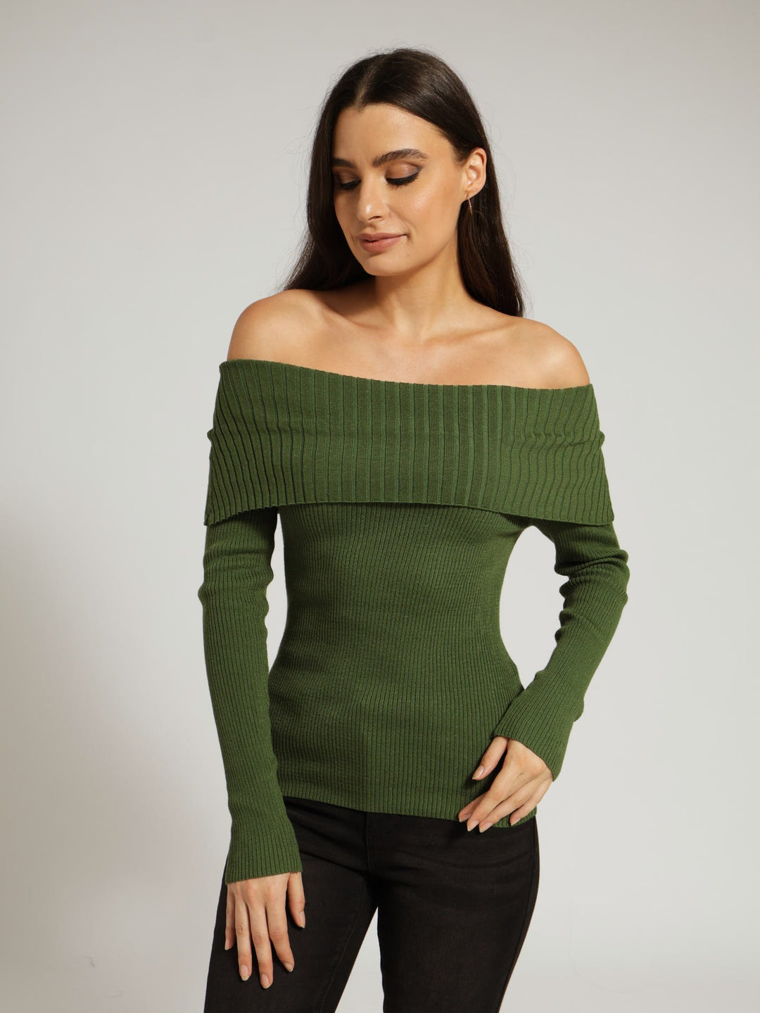 Off Shoulder Pullover - Fatigue