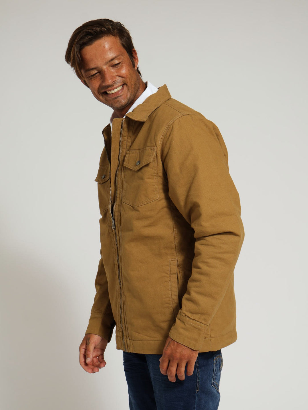 Cotton Canvas Jacket - Camel