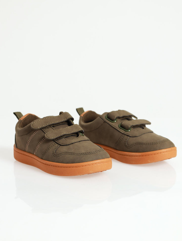Pre-Boys Double Velcro Sneaker - Olive