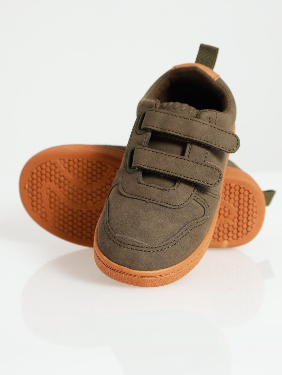 Pre-Boys Double Velcro Sneaker - Olive