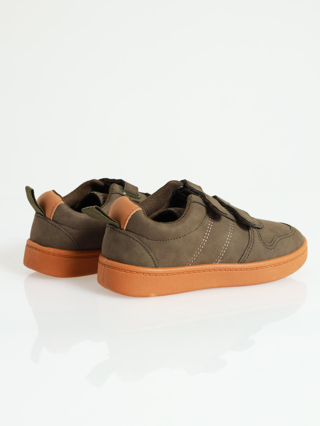 Pre-Boys Double Velcro Sneaker - Olive