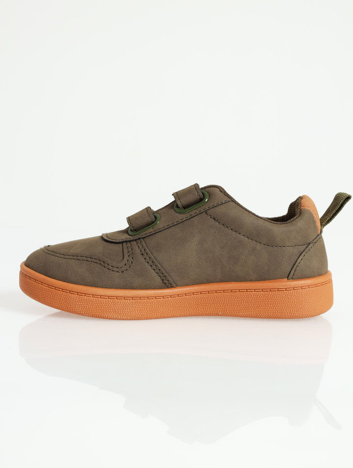 Pre-Boys Double Velcro Sneaker - Olive