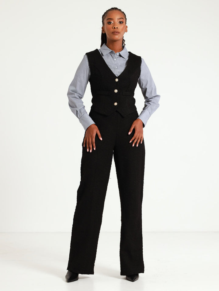 Tweed Waistcoat - Black