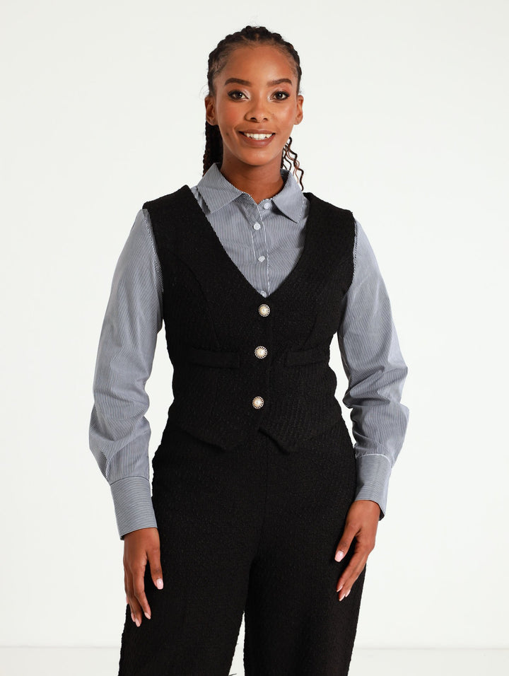 Tweed Waistcoat - Black