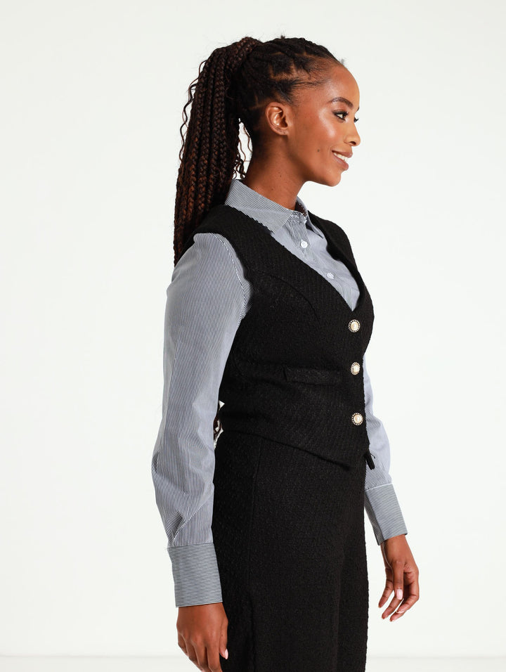 Tweed Waistcoat - Black