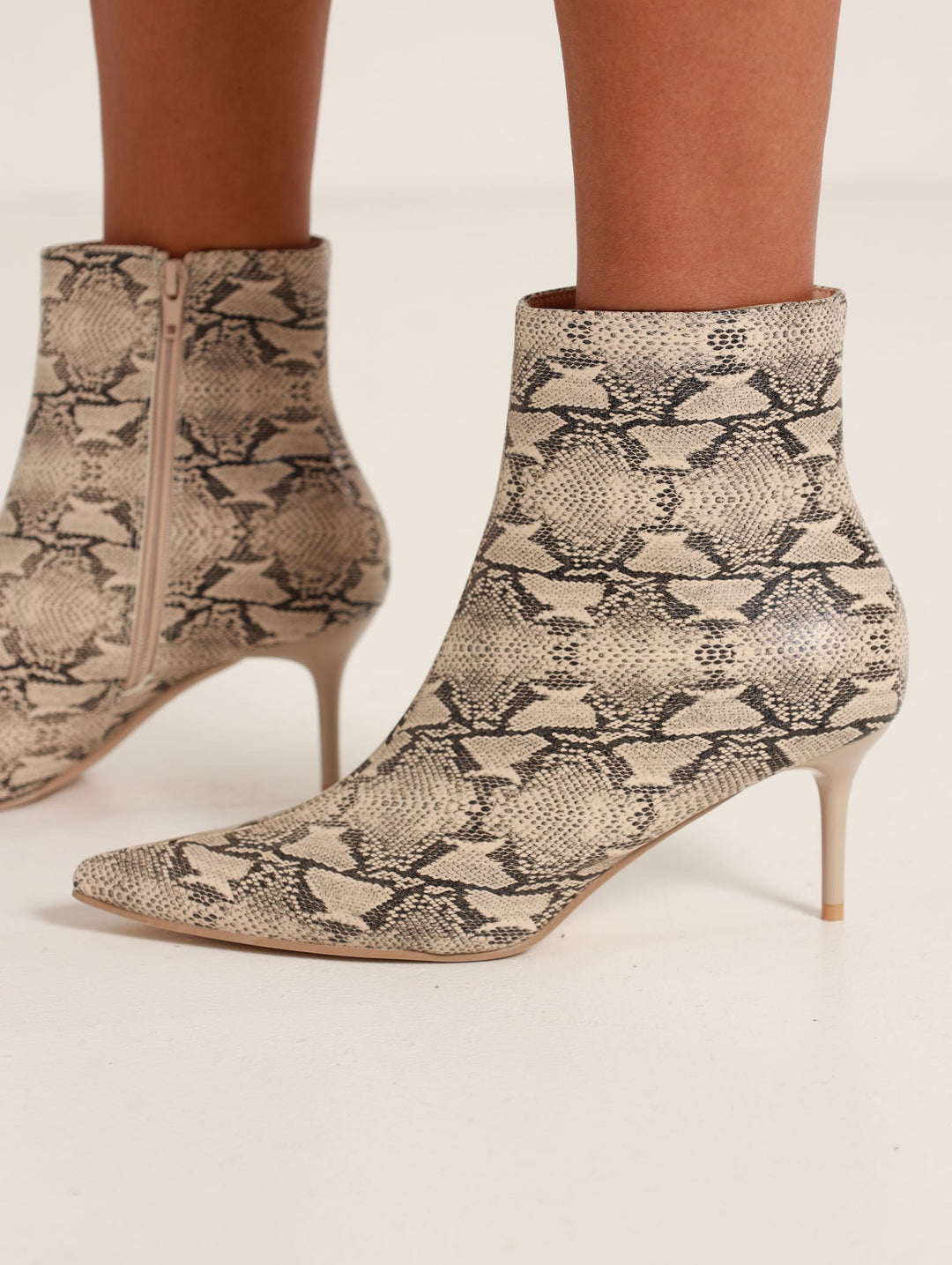 Printed Pointy Kitten Heel Boot