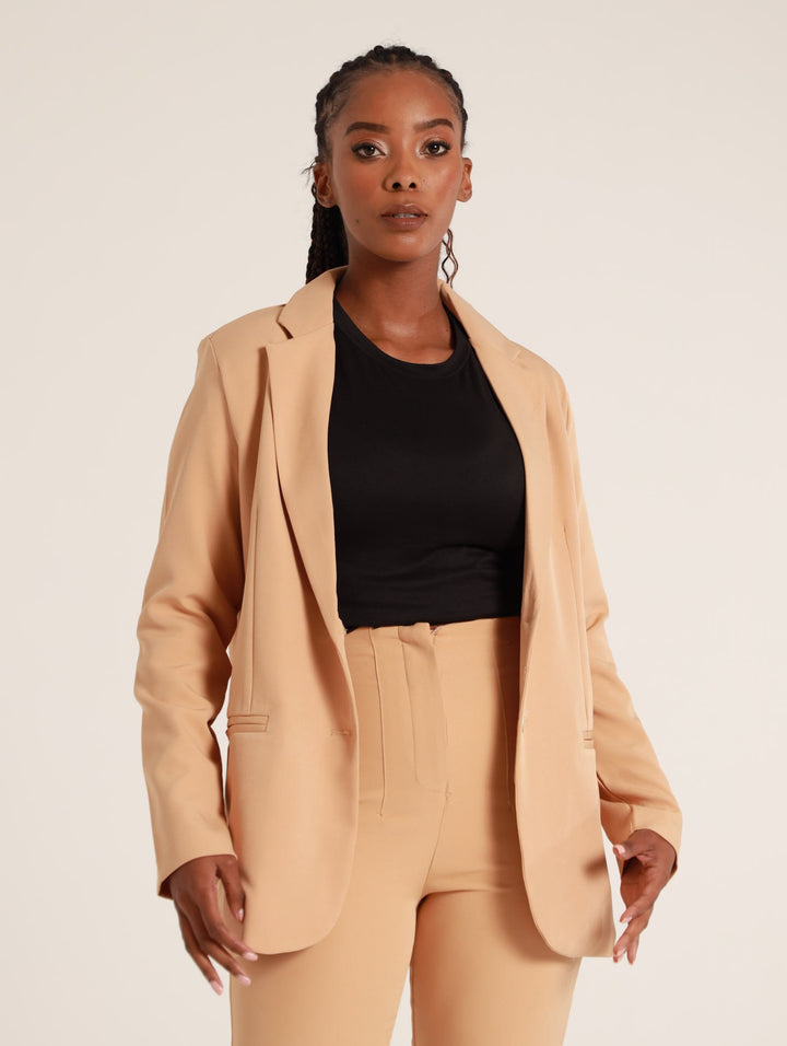 2 Button Jet Pocket Blazer - Stone