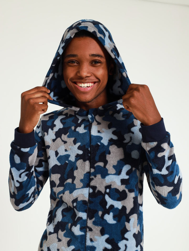 Boys Camo Onesie - Blue