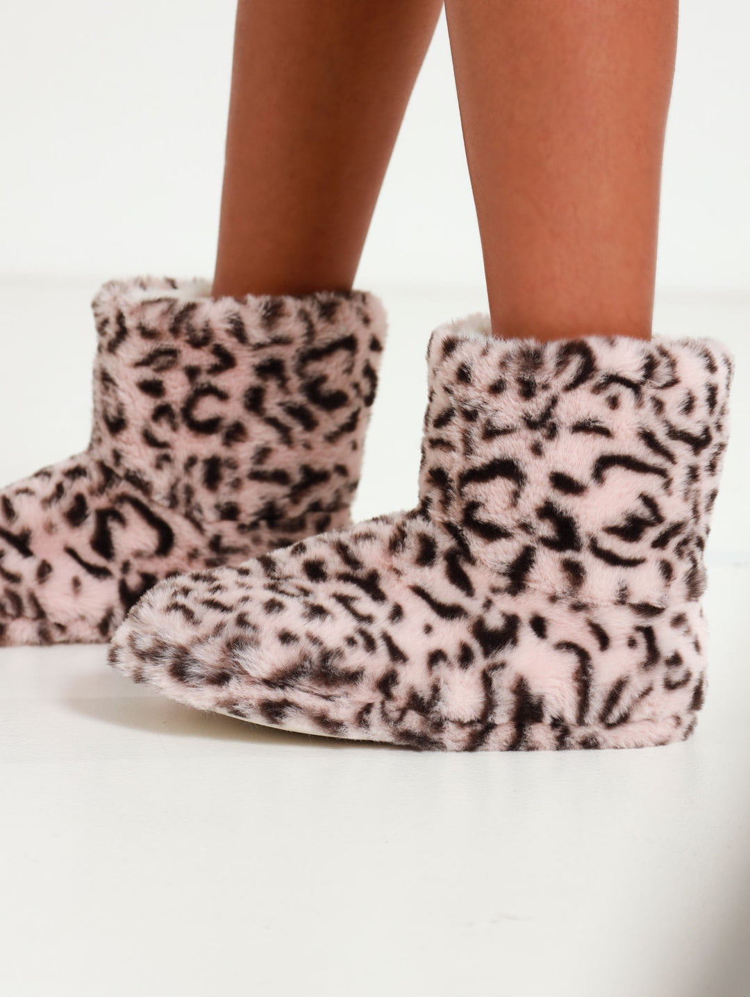 Animal Print Slipper Boot - Blush