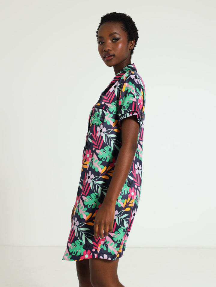 Button Through Satin Sleepshirt