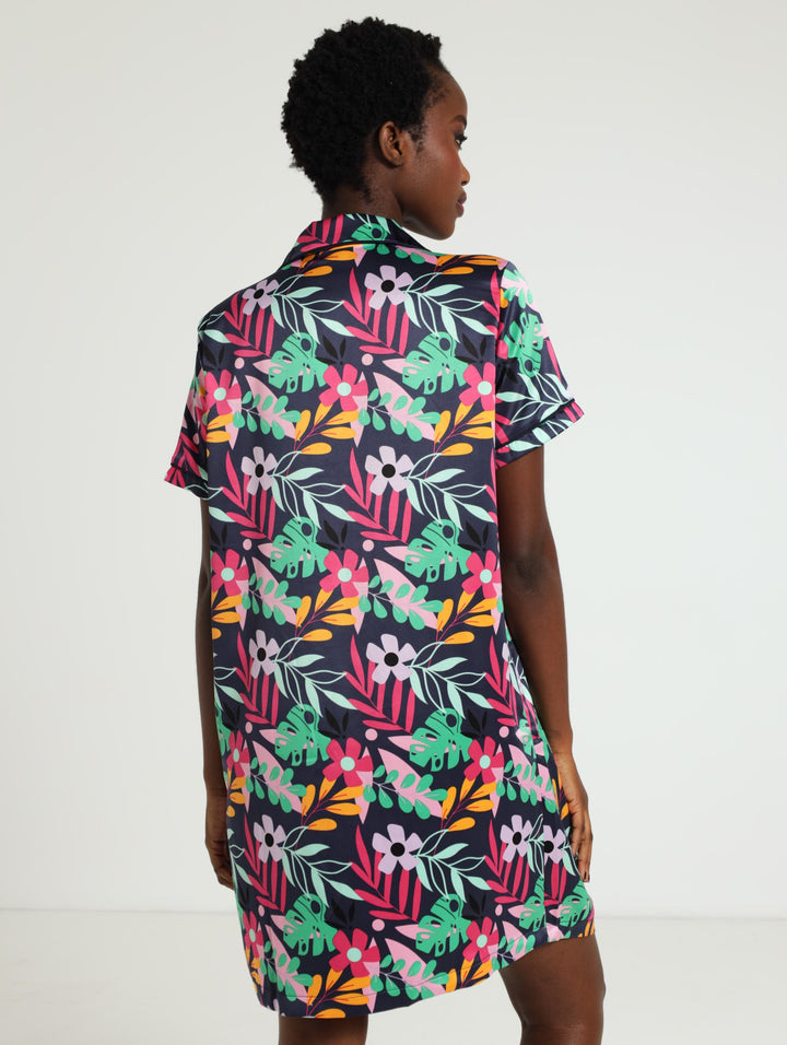 Button Through Satin Sleepshirt