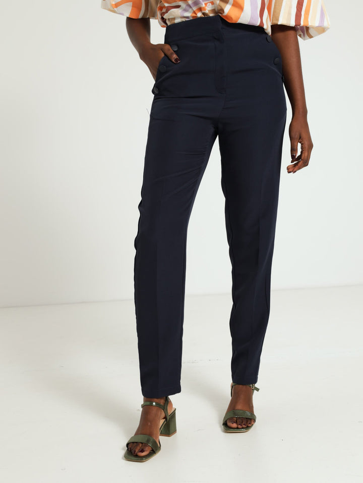 Button Pocket Detail Trouser - Navy