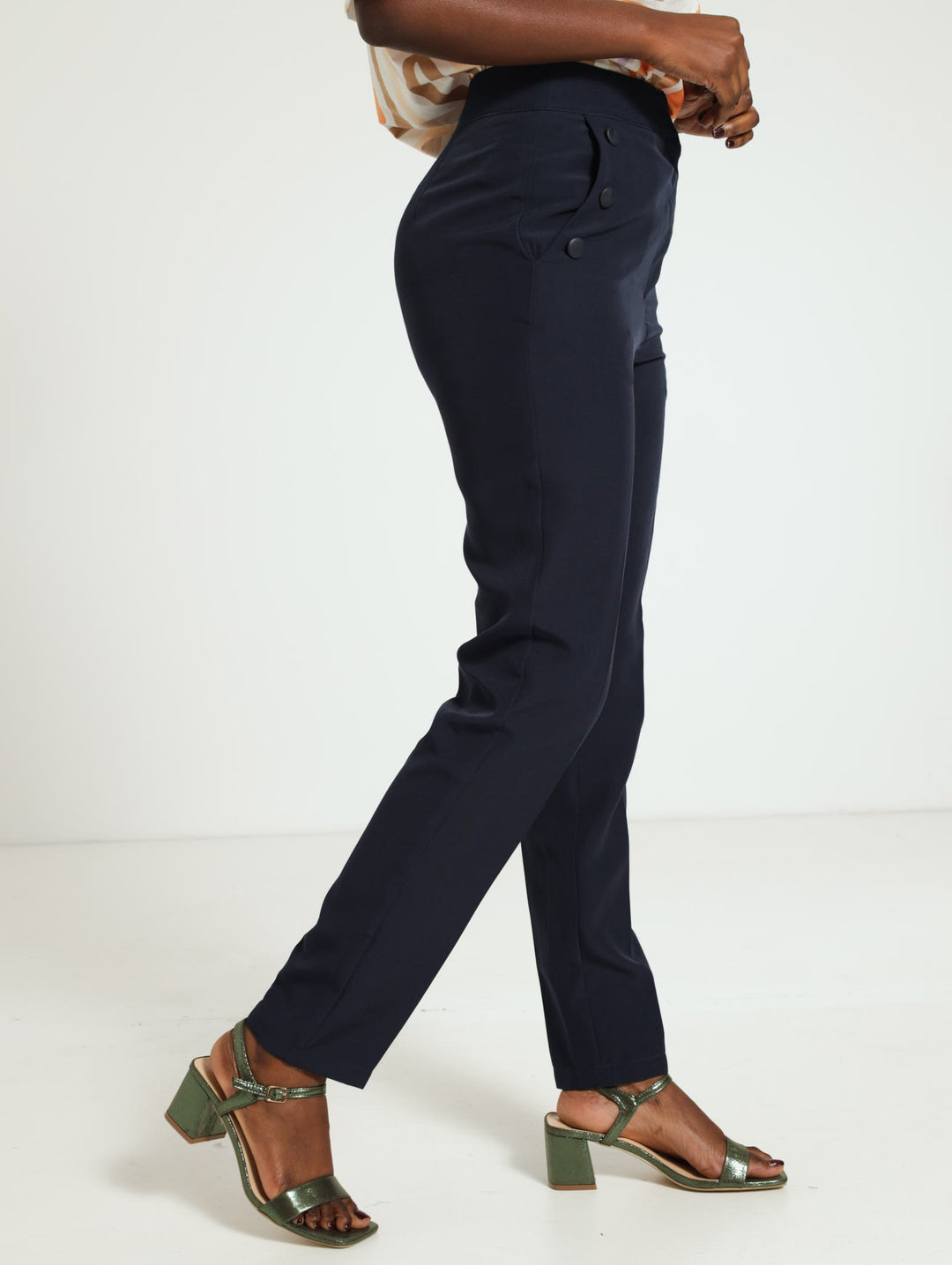 Button Pocket Detail Trouser - Navy