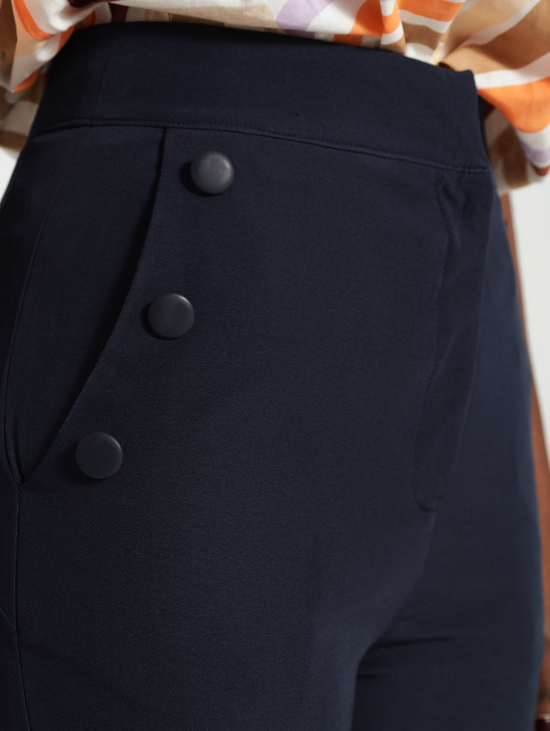Button Pocket Detail Trouser - Navy