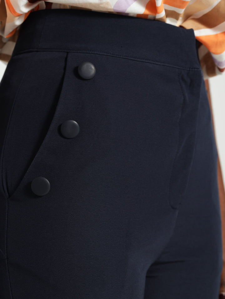 Button Pocket Detail Trouser - Navy