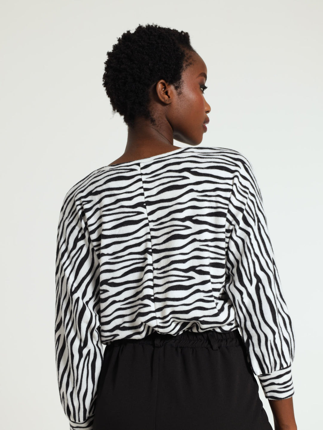 3/4 Sleeve Dolman Top - Black/White