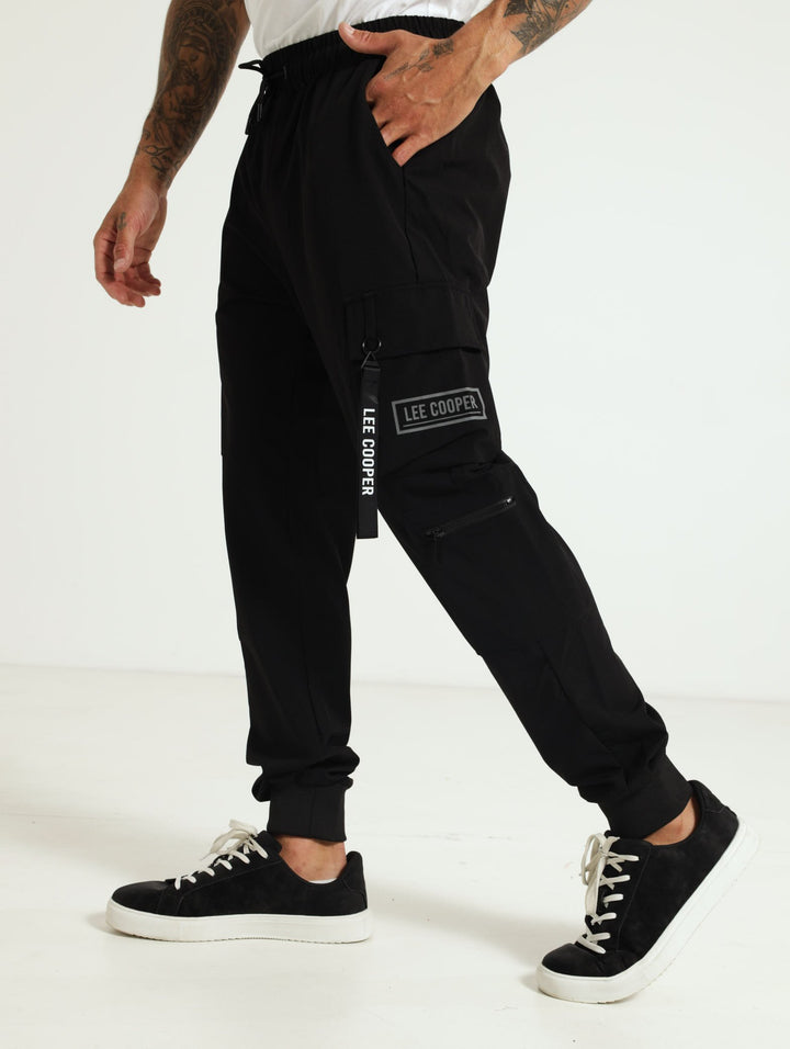 Sydney Utility Pocket Parachute Pants - Black