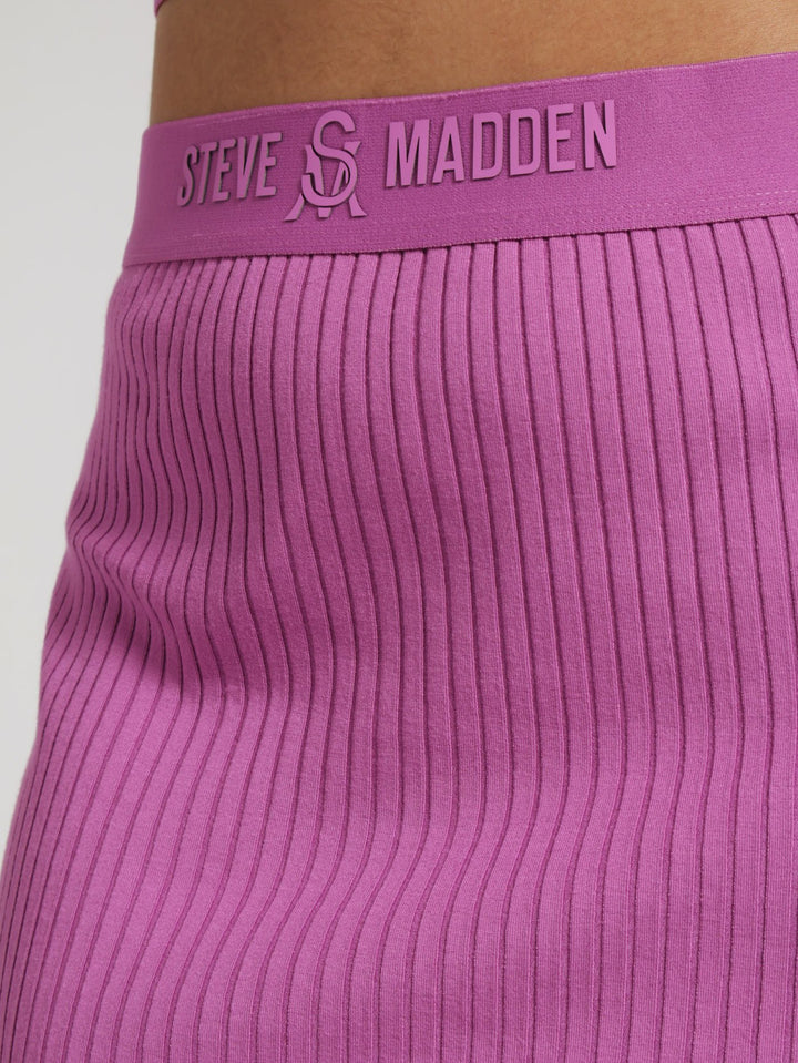 Elena High Waisted Rib Bodycon Midi Skirt - Pink