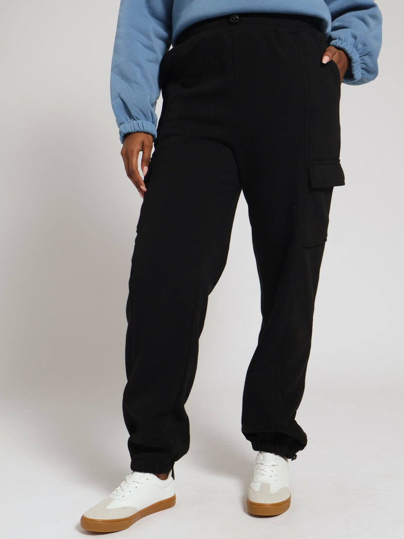 Fleece Uitlity Parachute Jogger - Black