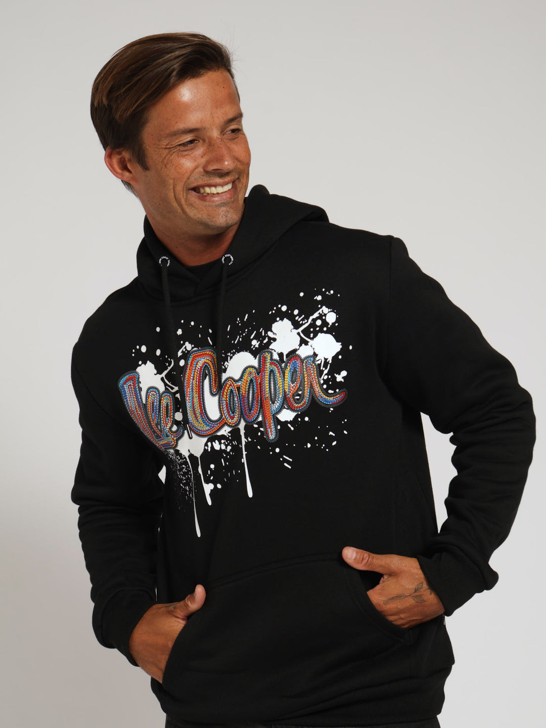 William Splatter Print Hoody - Black