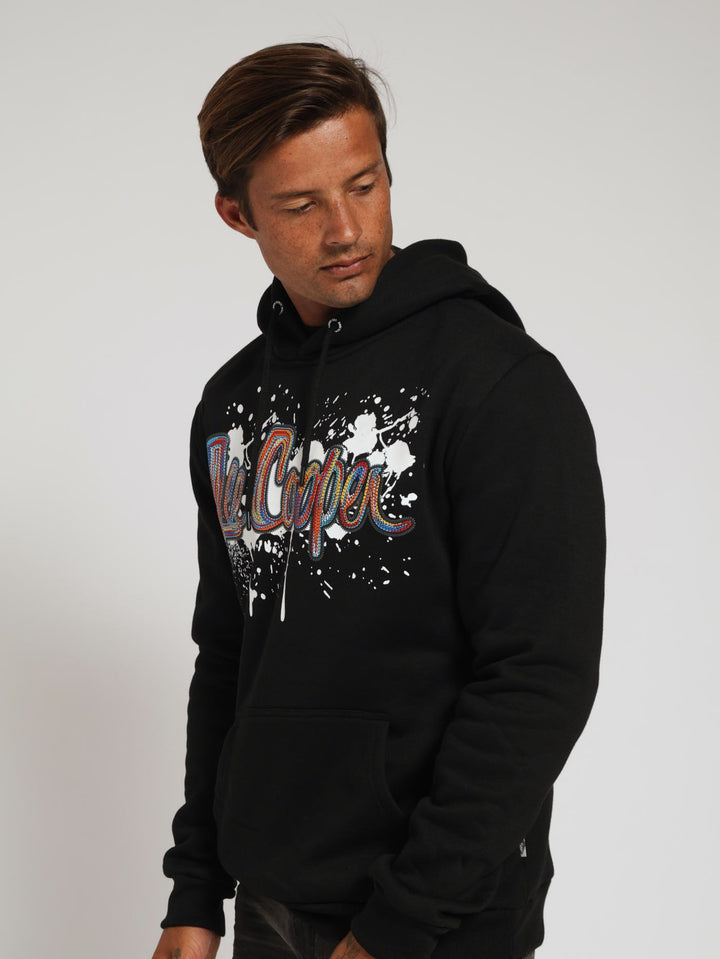 William Splatter Print Hoody - Black