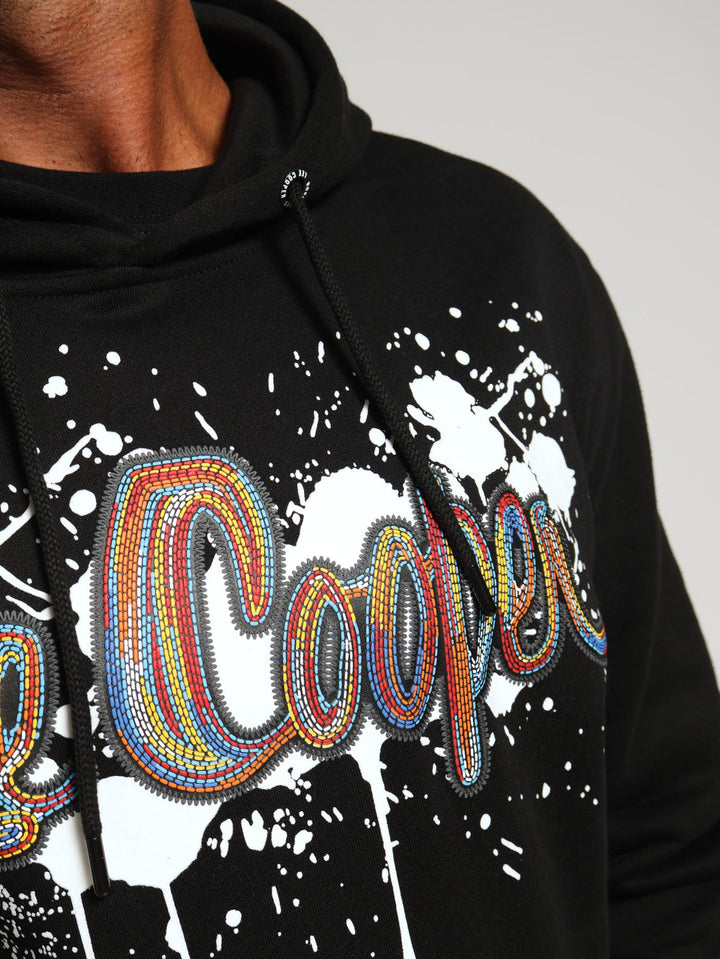 William Splatter Print Hoody - Black