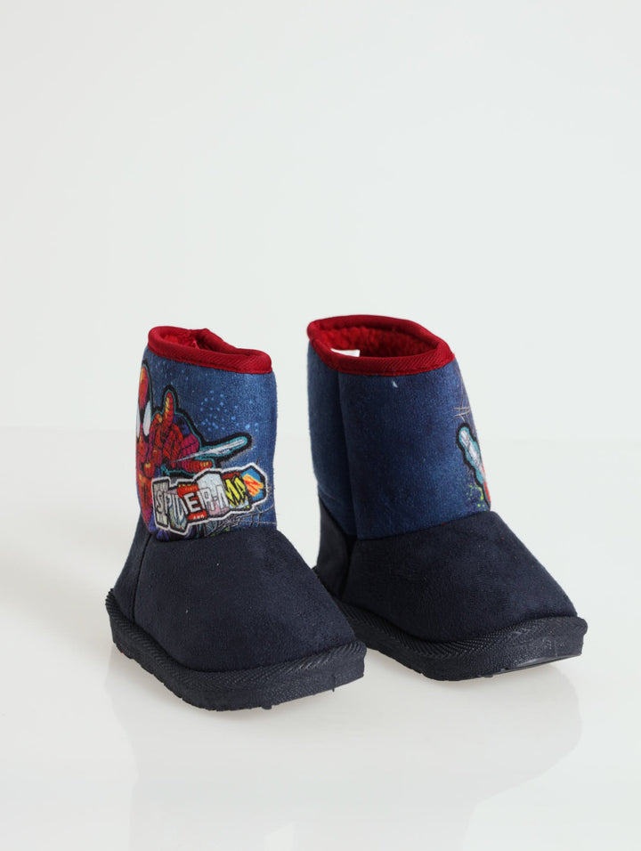 Pre-Boys Spiderman Slipper Boot - Navy