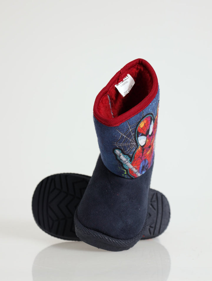 Pre-Boys Spiderman Slipper Boot - Navy